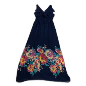 Old Navy Dark Blue Floral Dress - Size L